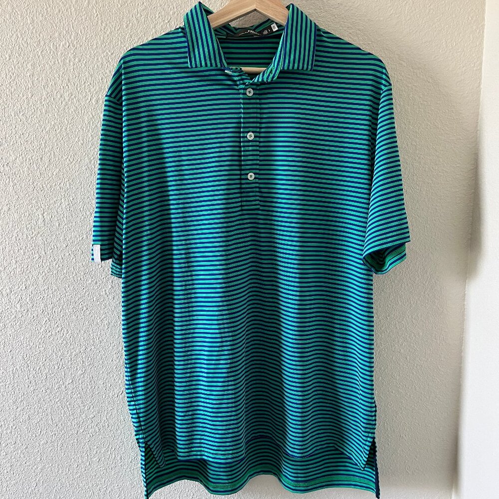 Ralph Lauren X RLX Green Striped Polo Shirt Size L Style 0200011844